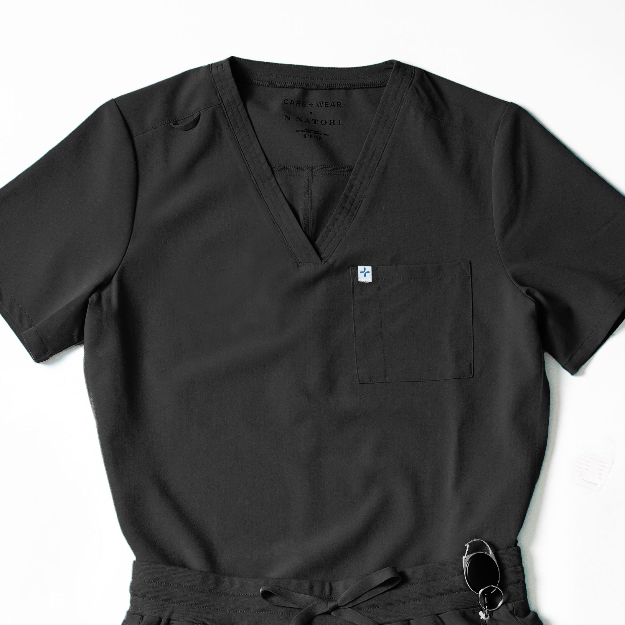 Womens Essential Scrub Top -  Black