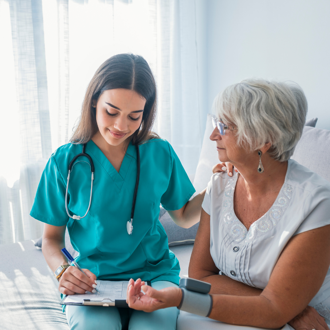 Healthcare worker providing care for patient