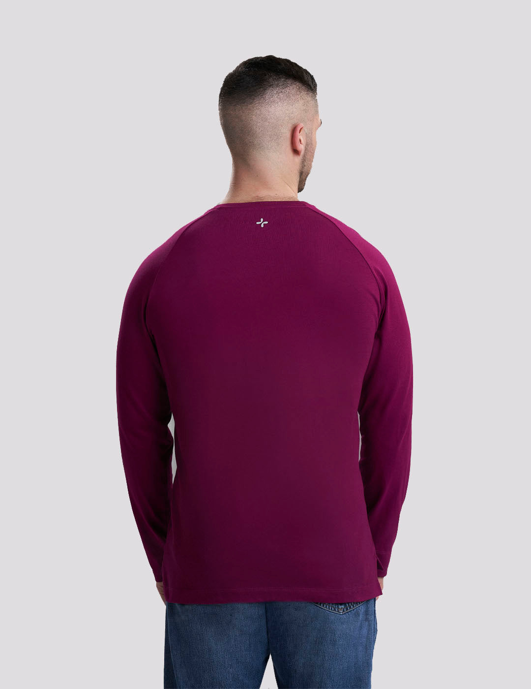 Stylish maroon men&#39;s chest port access shirt, offering practical design and everyday comfort
