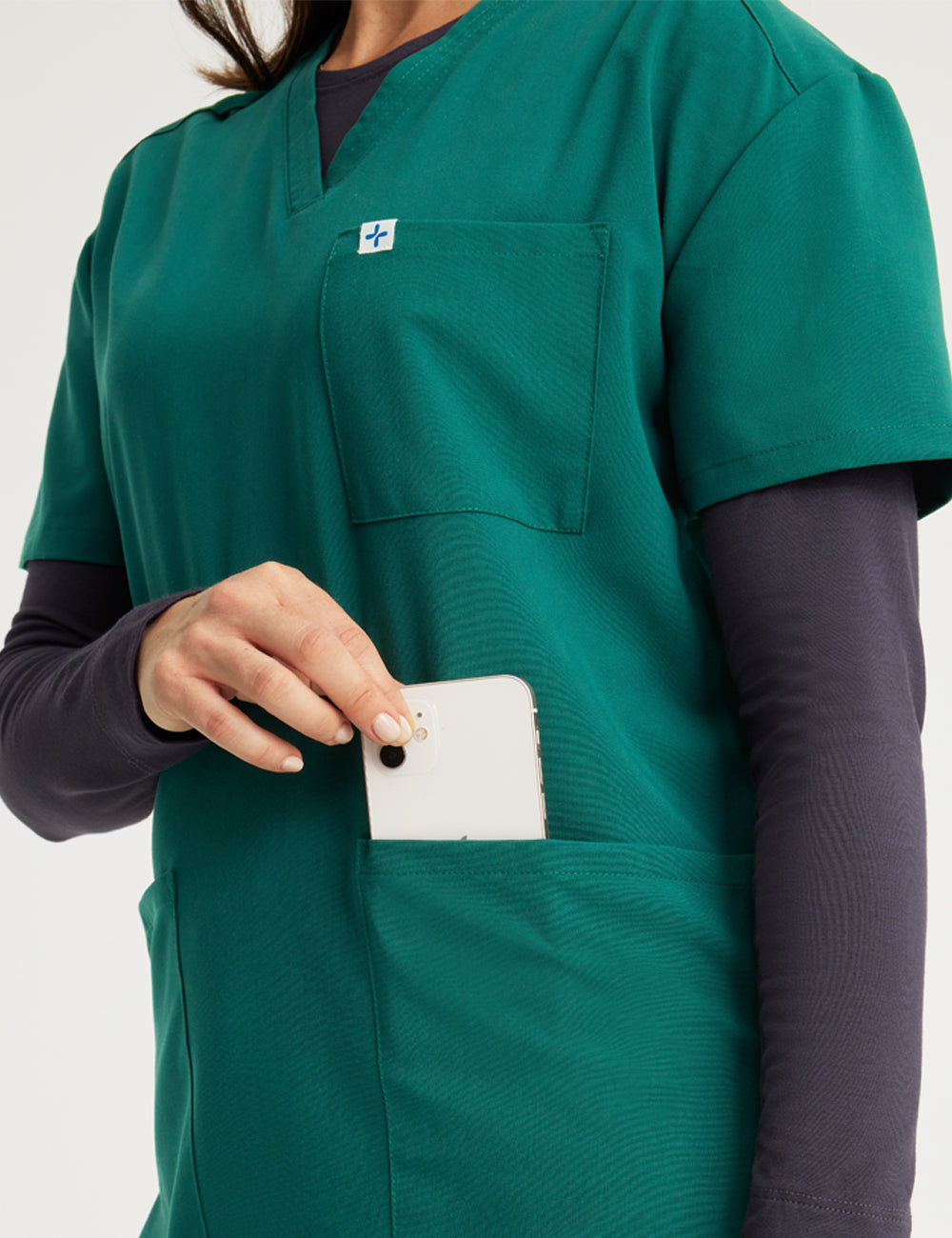 Womens Scrub Top, 3-Pocket, V-Neck , Hunter Green, S - Care+Wear Womens Scrub Top, 3-Pocket, V-Neck , Hunter Green, S - Care+Wear