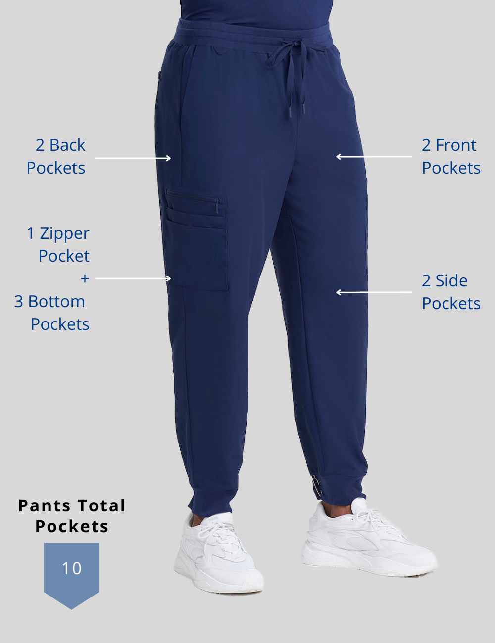 Stylish stone gray men&#39;s scrub jogger pants, offering a practical design with 10 functional pockets