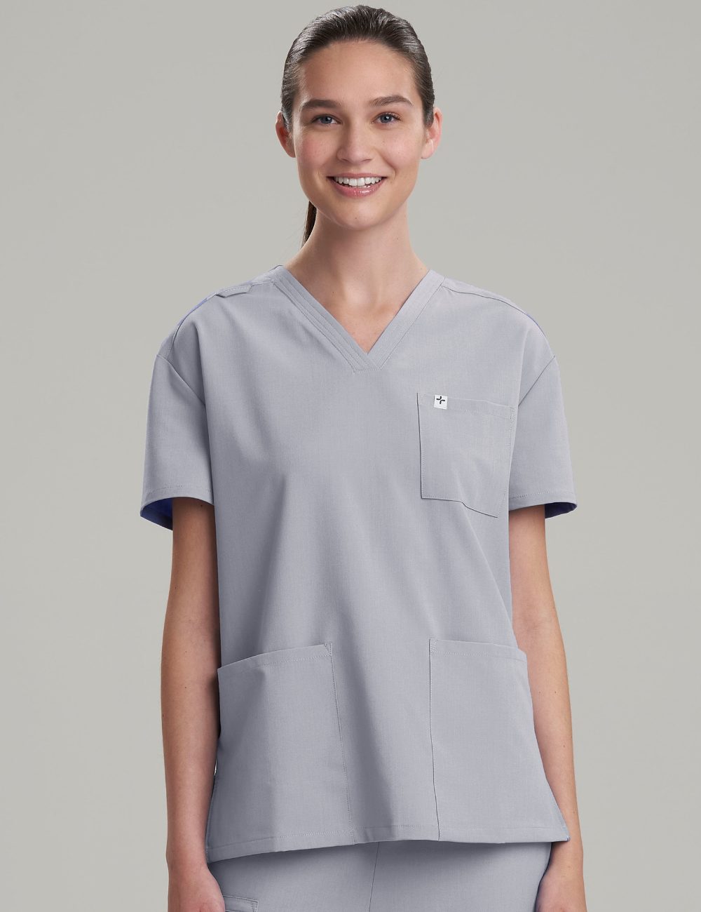 Womens 3-Pocket V-Neck Scrub Top