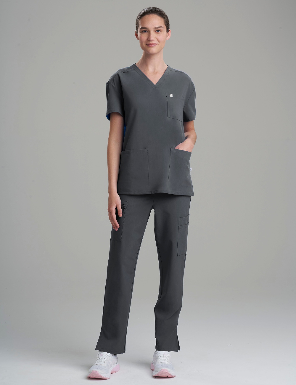 Womens 3-Pocket V-Neck Scrub Top