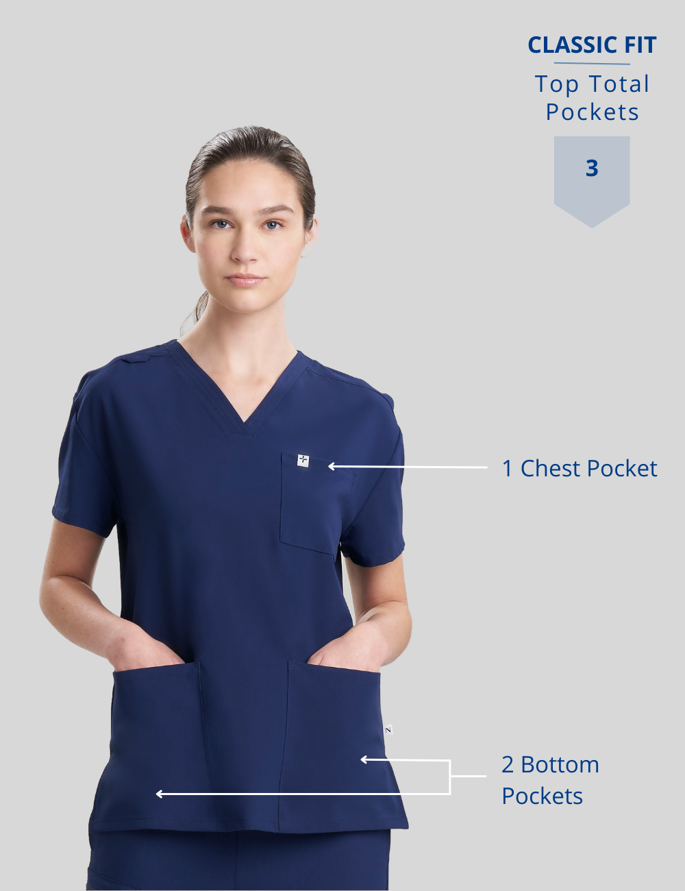 Womens Classic Scrub Top - Stone Gray