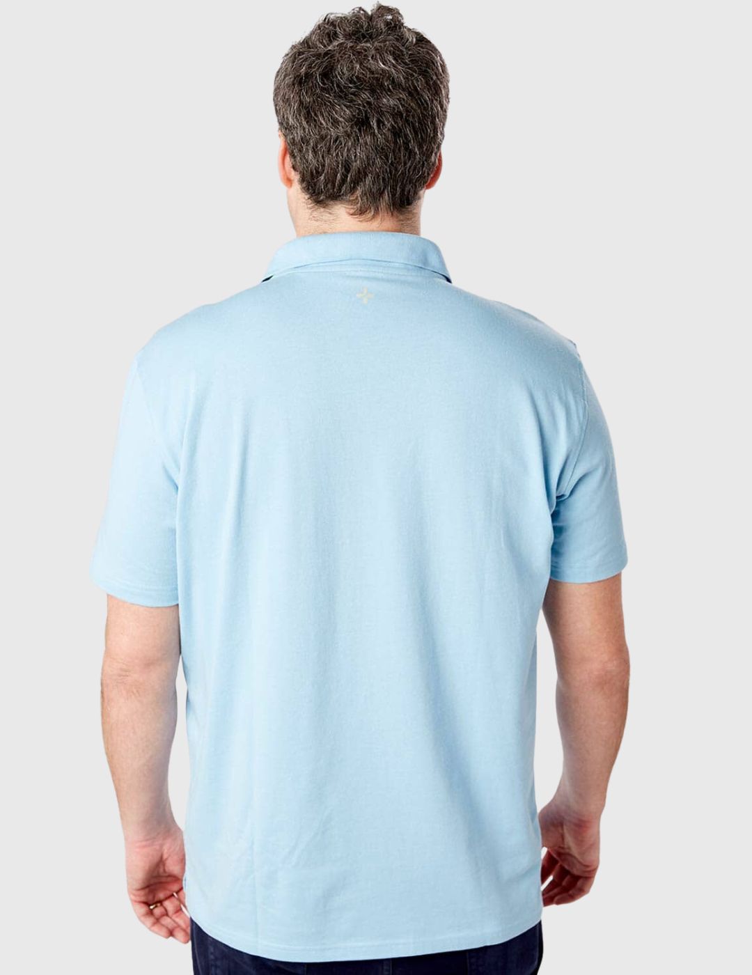 Versatile navy blue polo by Care+Wear with dual chest ports for added convenience and style.