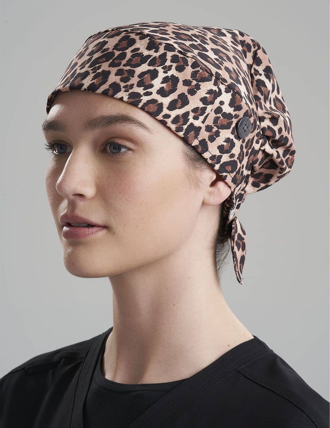 Women&#39;s surgical scrub cap offering a secure, comfortable fit and professional style for healthcare settings.