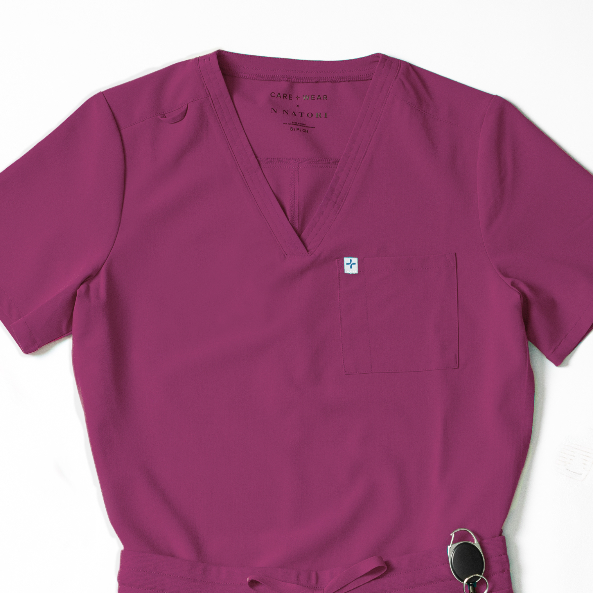 Mens Classic Scrub Top - Burgundy