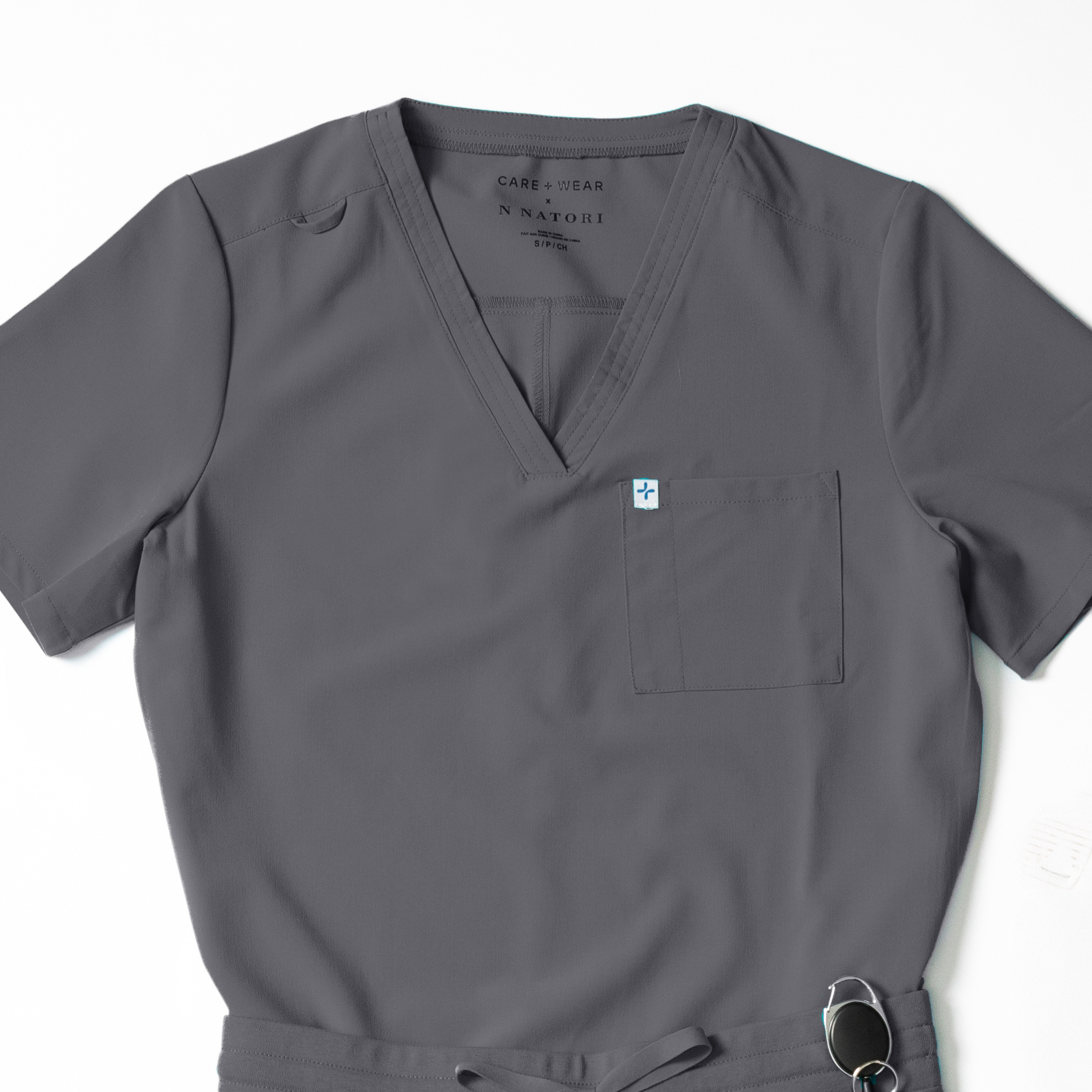 Womens Essential Scrub Top - Pewter