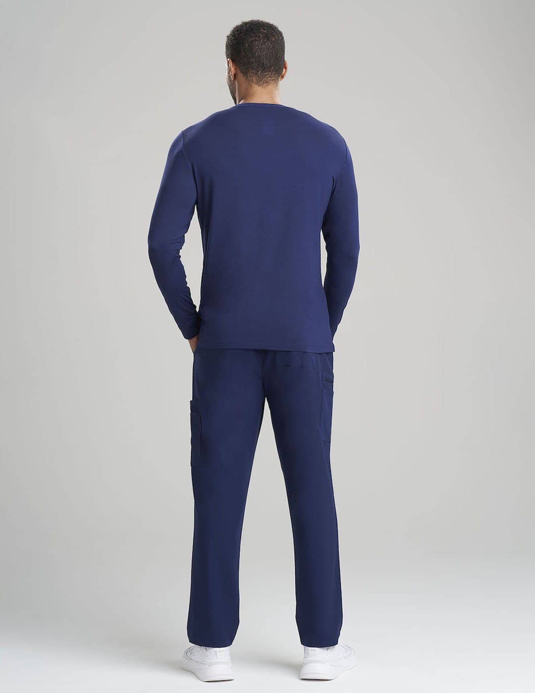 Men&#39;s underscrub shirt in navy, designed with a breathable and lightweight long sleeve style