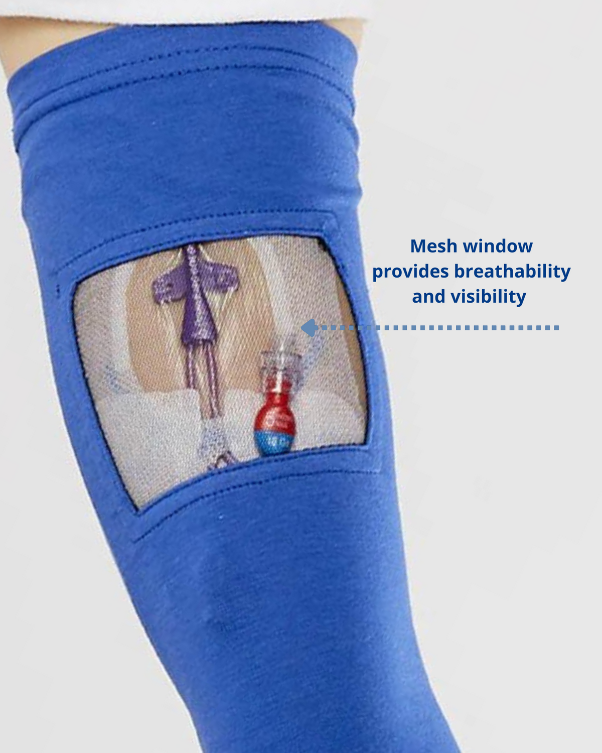 Sleek slate Classic Long PICC Line Sleeve by Care+Wear, designed for durability and patient safety.