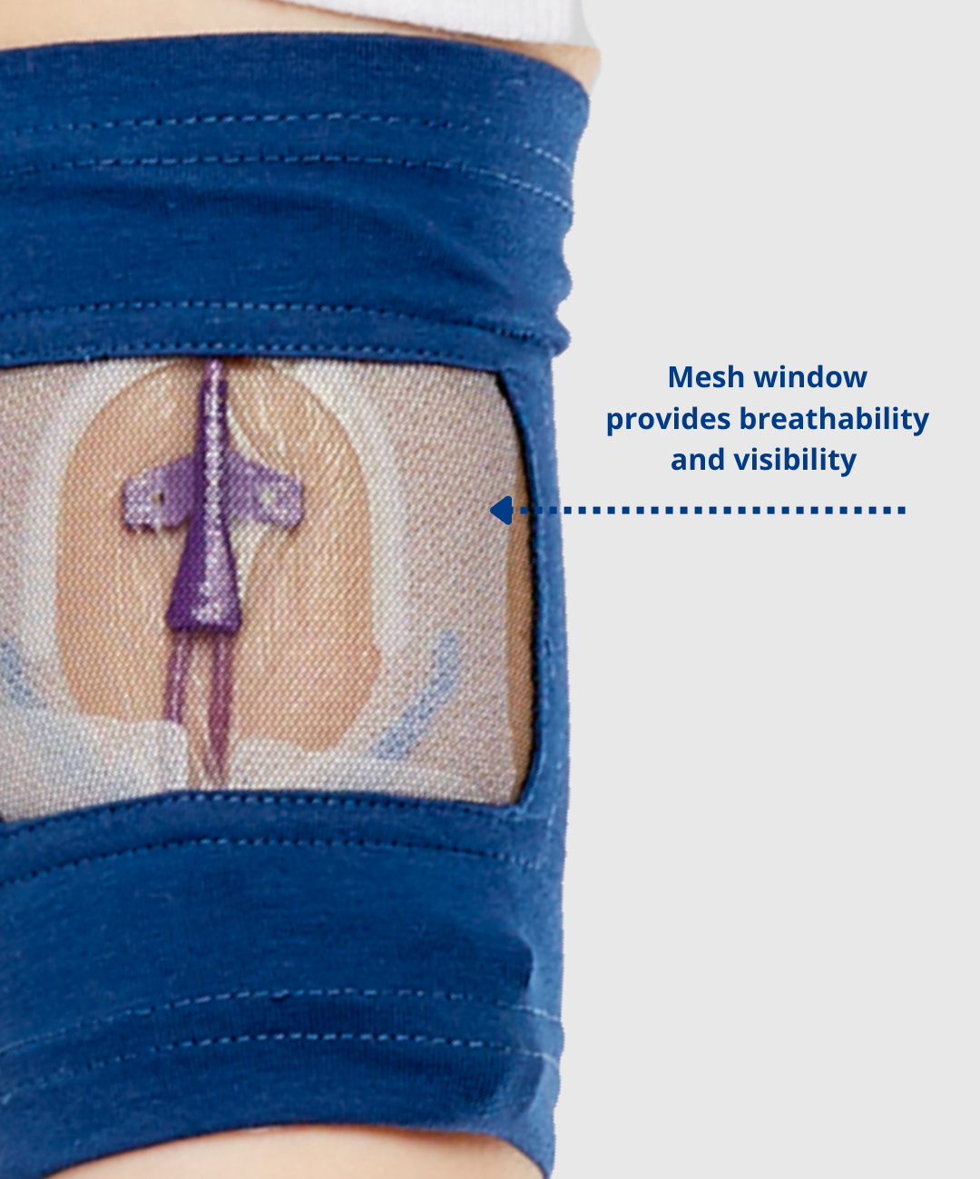 Care+Wear Classic PICC Line Cover in deep navy, combining professional style with antimicrobial protection.