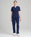 Branded Womens 3-Pocket V-Neck Scrub Top & Straight Leg Scrub Pants