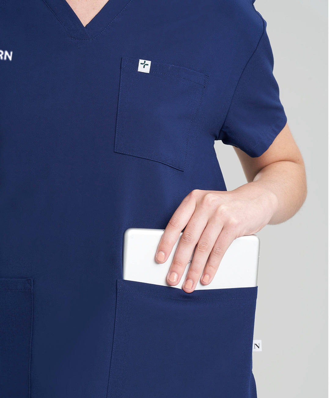 Branded Womens 3-Pocket V-Neck Scrub Top & Straight Leg Scrub Pants