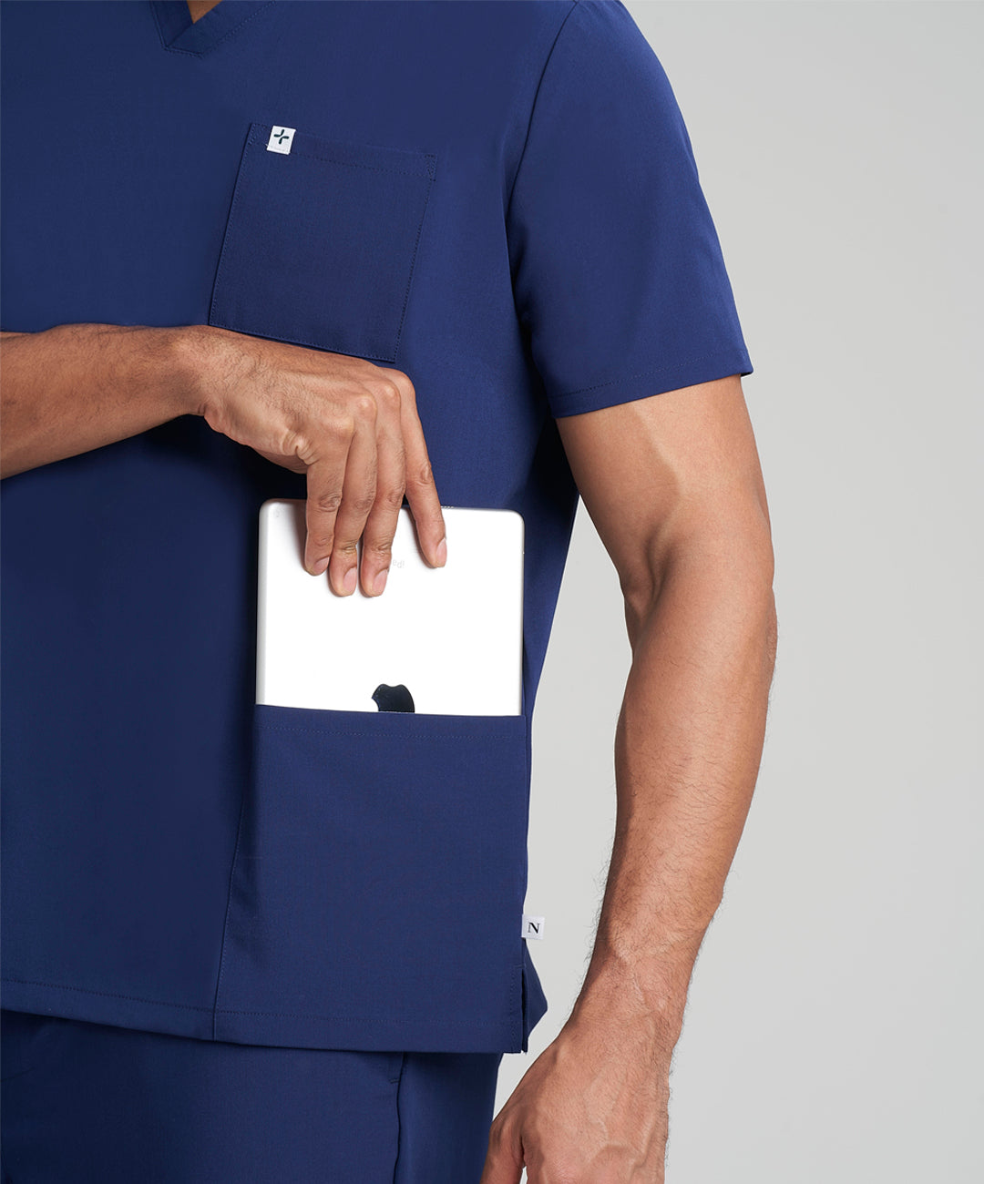 Branded Mens 3-Pocket V-Neck Scrub Top & Straight Leg Scrub Pants