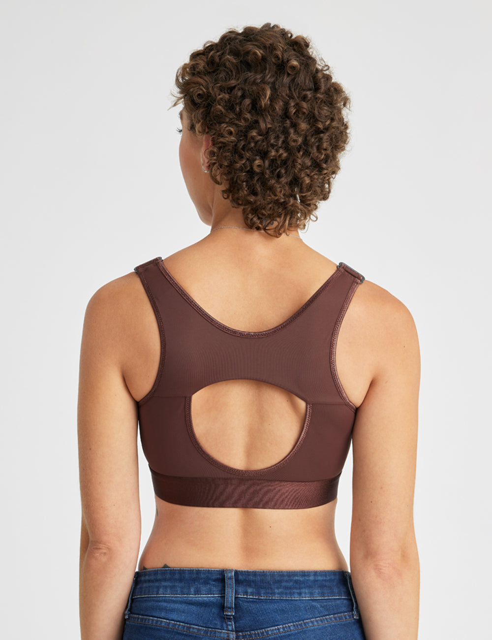 The Believer Bra in nude offers seamless support, blending discreet color with superior post-surgical comfort.