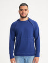 Men's chest port access hoodie in navy, offering warmth, style, and convenient medical access