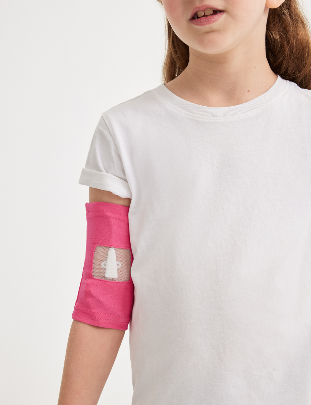 Kids' Ultra Grip PICC line cover in fuchsia, offering a vibrant and secure fit for young patients.