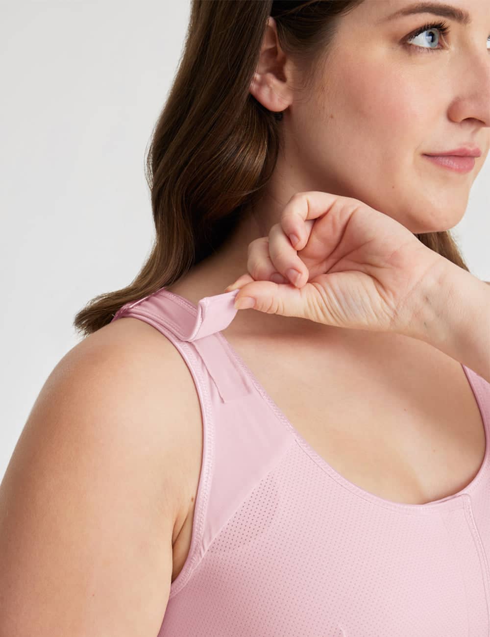 The Believer Bra in nude provides discreet, comfortable post-mastectomy support, matching skin tone for a natural look under clothing.