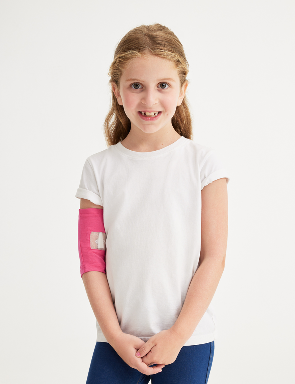 Kids' Ultra Grip PICC line cover in fuchsia, offering a vibrant and secure fit for young patients.