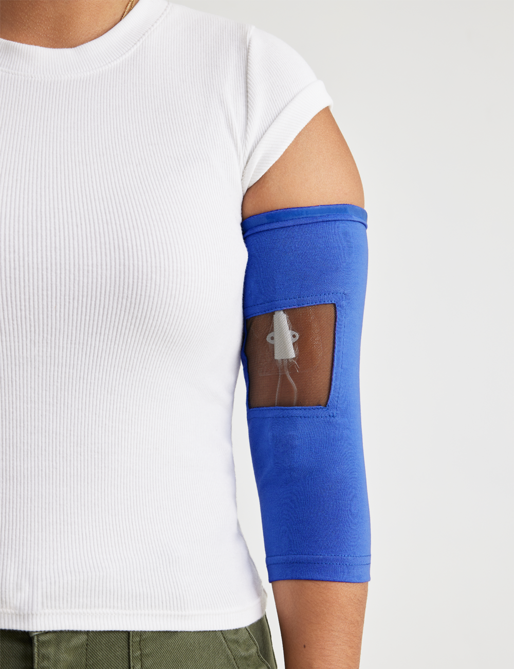 Adult camo Ultra Grip PICC line sleeve providing secure fit and comfortable wear for long periods.