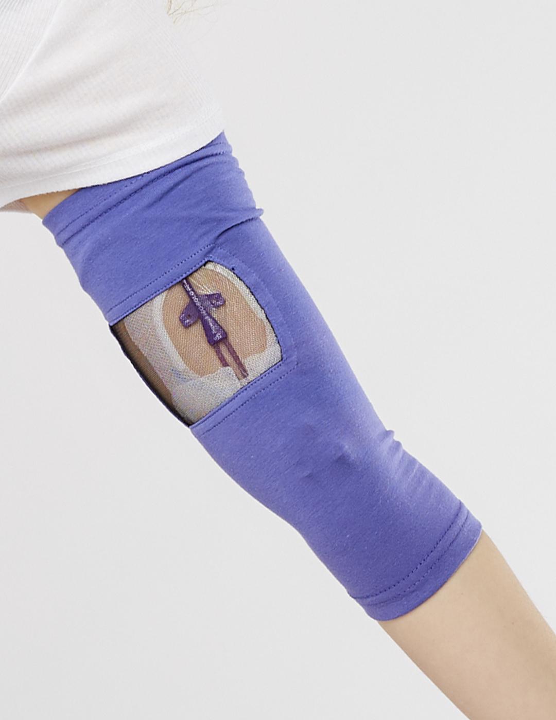 Camel-colored PICC line sleeve with ultra grip technology, designed for comfort and durability.