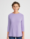 Women's chest port access shirt in lavender, offering a soft and elegant look with practical functionality