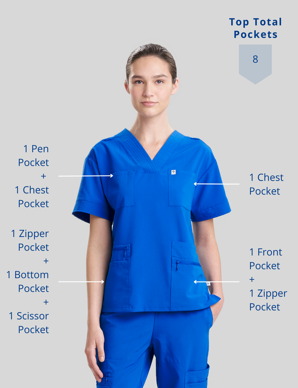 Women's 8-Pocket V-Neck Scrub Top