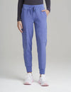 Women's jogger scrub pants in ceil, offering a modern fit and essential storage for healthcare environments