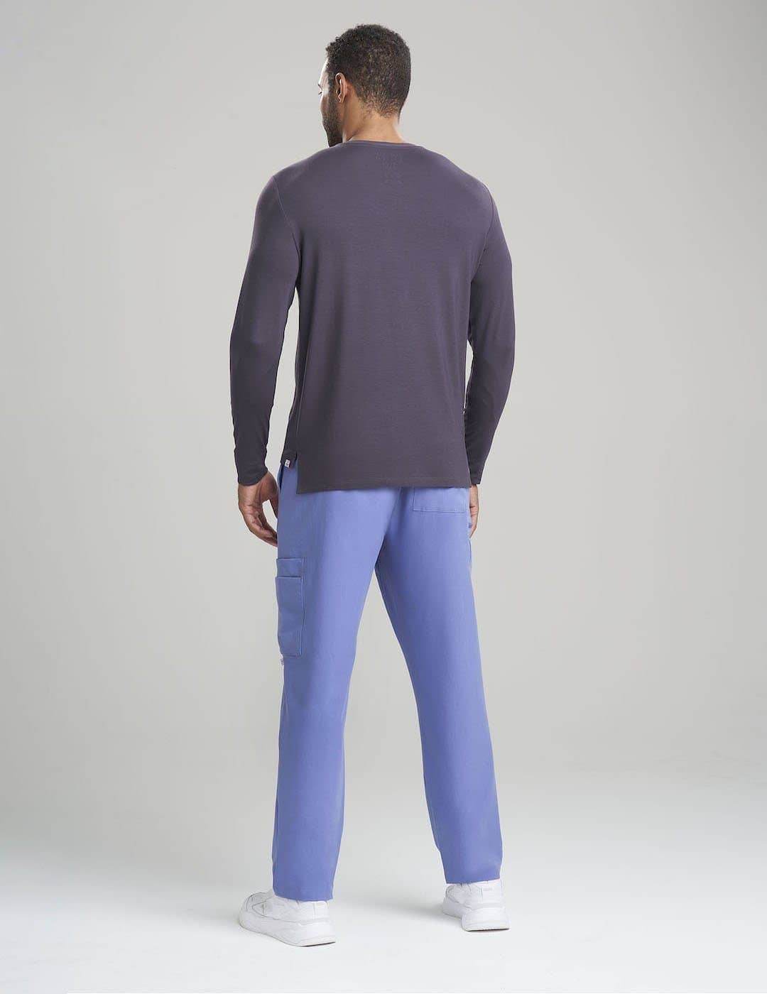 Comfortable long sleeve underscrub shirt for men in navy, ideal for professional layering.