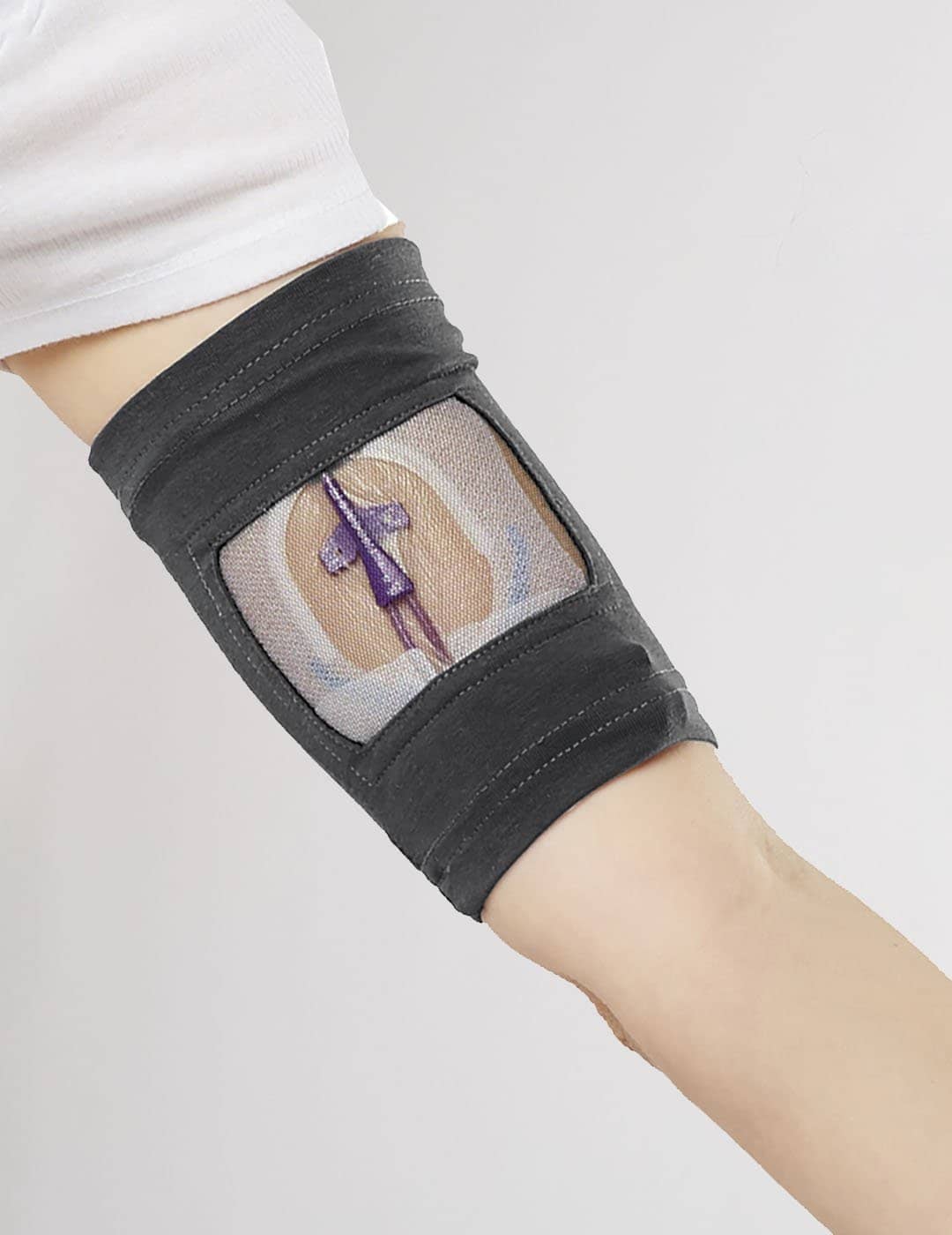 Women&#39;s PICC line cover in black, designed for discreet and reliable coverage