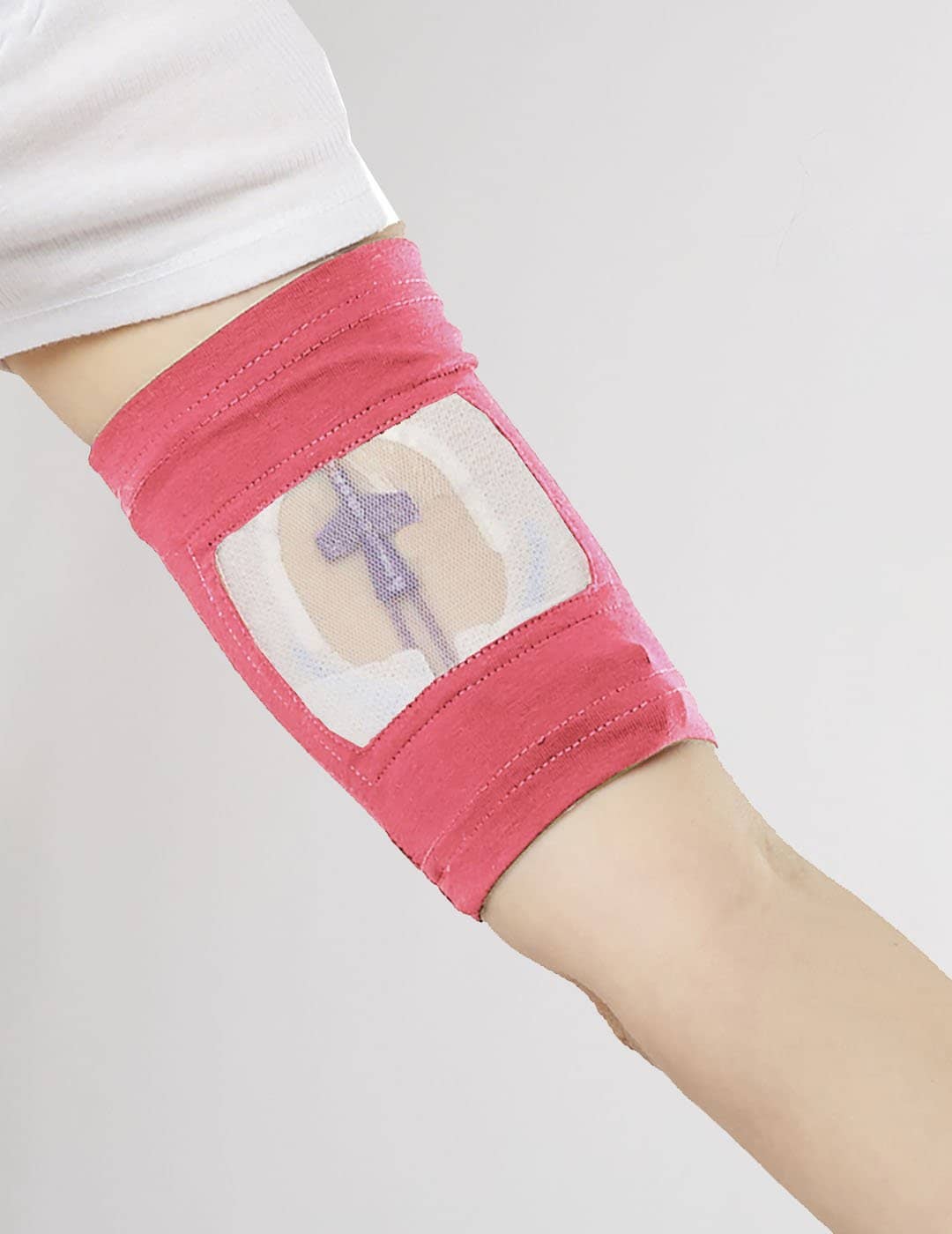 Women&#39;s PICC line cover in fuchsia, featuring a vibrant and functional design