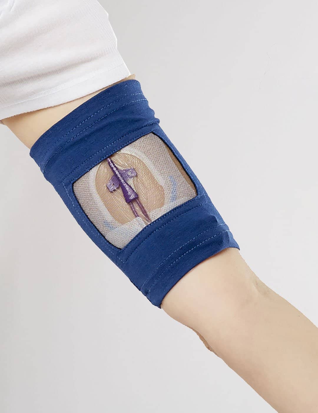 Women&#39;s PICC line cover in navy, combining durability and a classic look for medical needs