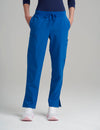 Women's straight leg scrub pants in royal blue, offering bold style with practical functionality for medical environments