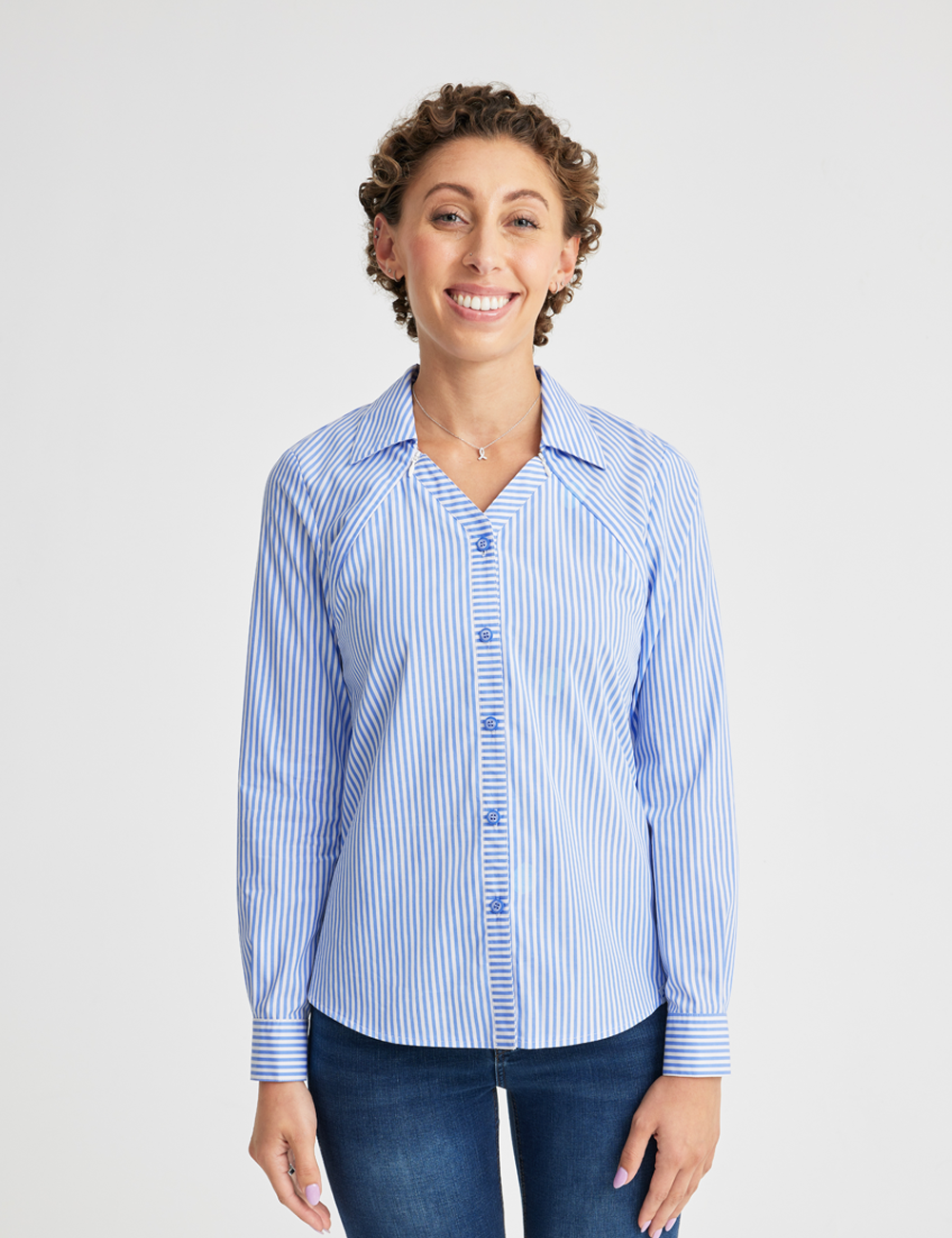 blouse:blue/white-stripe