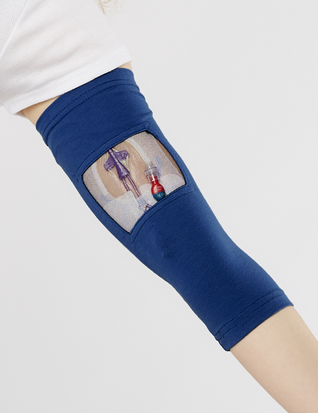 Stylish navy PICC line sleeve for adults, featuring non-slip technology for safe line usage.